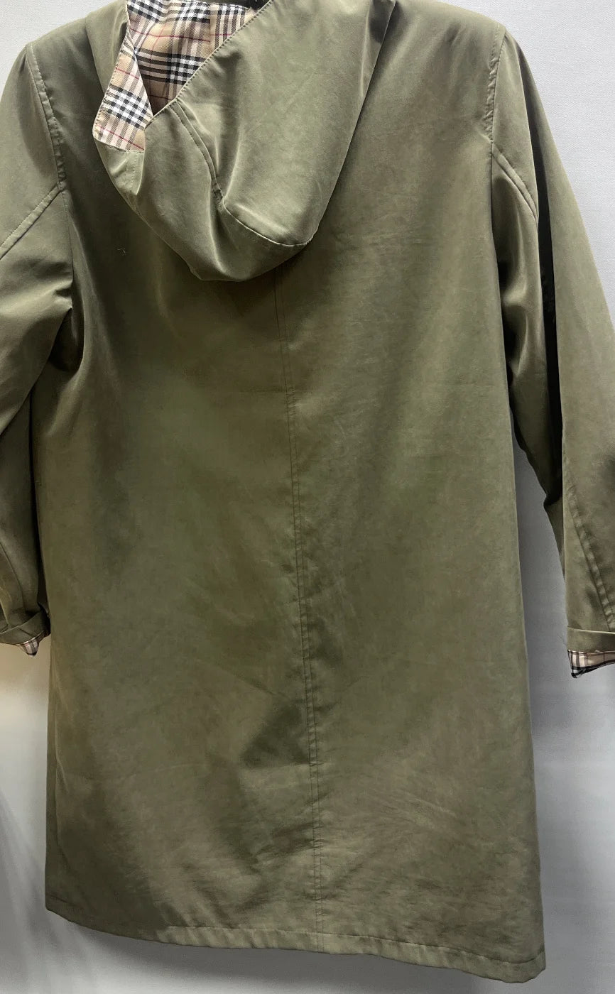 Burberry olivgrön huva kappa