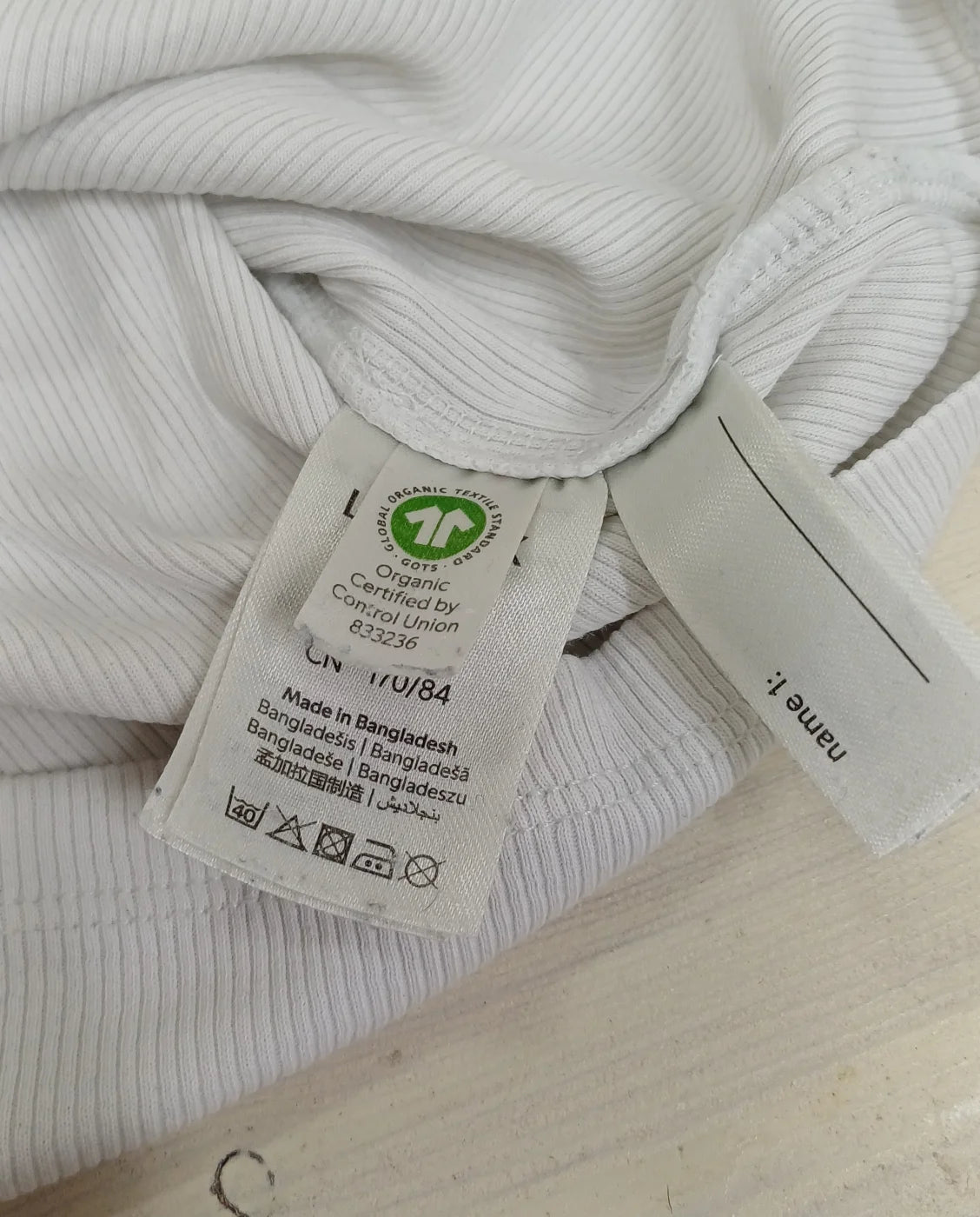 Lindex barn vit ribbad linne