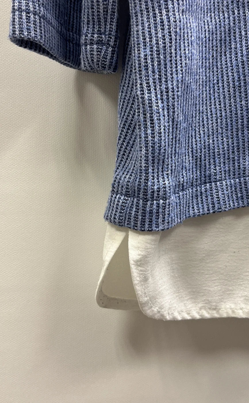 MINGEL blå ribbad tröja med lager-på-lager