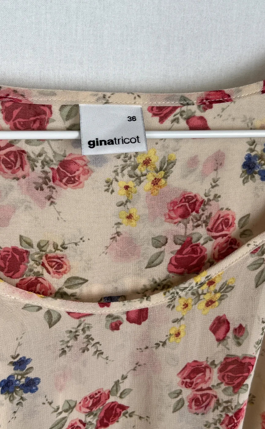 Gina Tricot Karin Party Blus Blommig Genomskinlig Topp