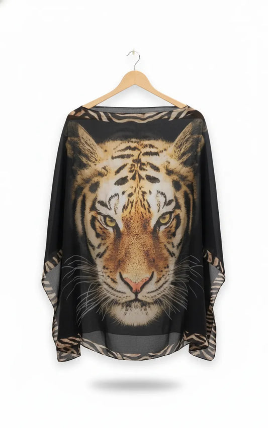 H&M Genomskinlig tunika med tigerprint