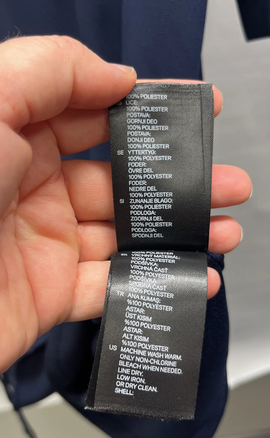 H&M marinblå klänning med volang