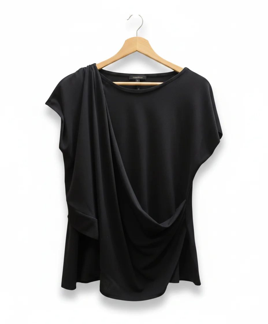 ZARA W/Bcollection draperad svart t-shirt