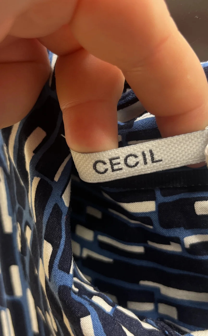 Cecil mönstrad skjortklänning i marinblått