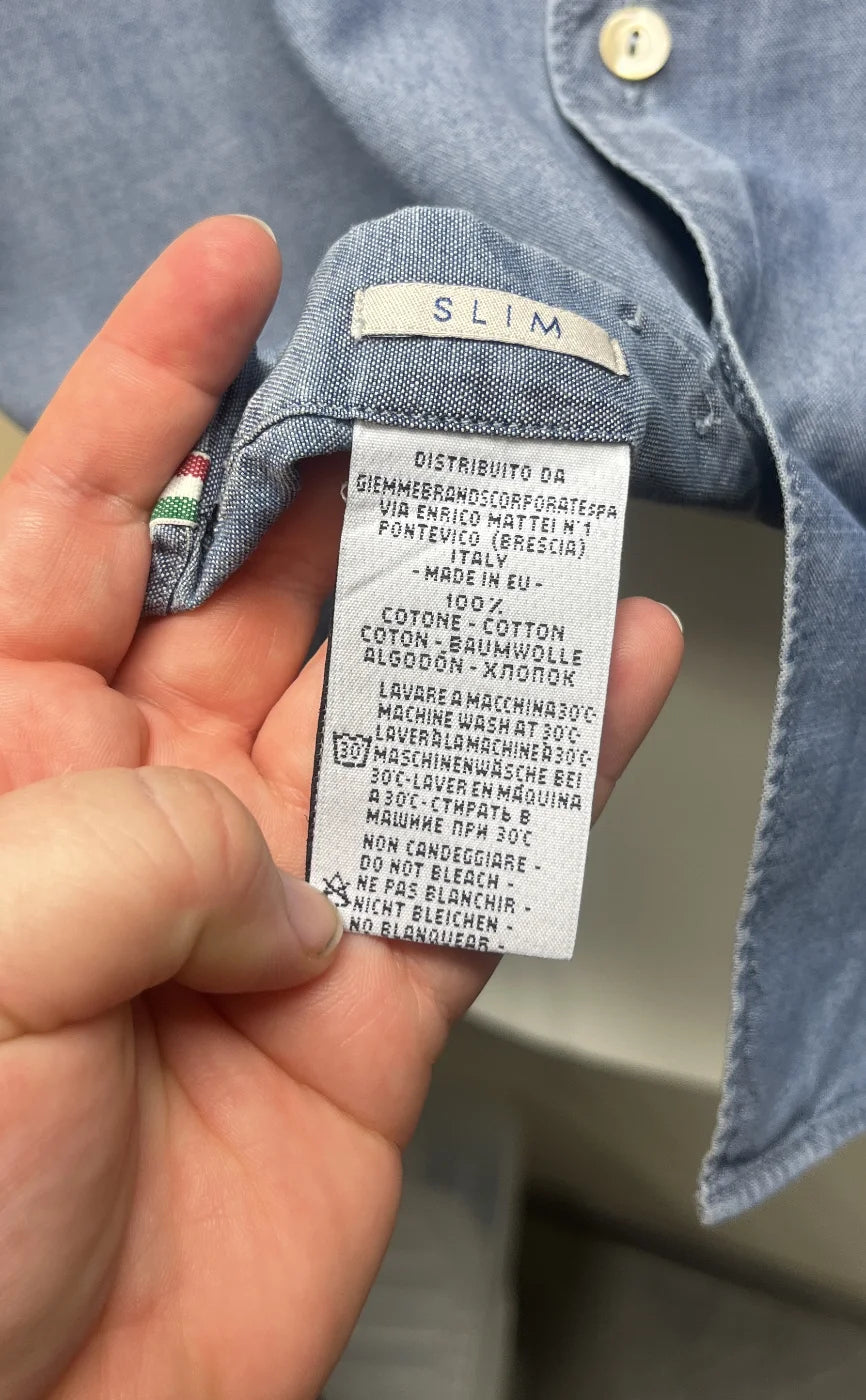 Tintoria Mattei blå slim skjorta