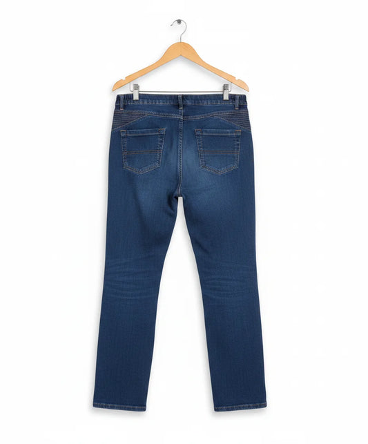 Mörkblå denimjeans med resårmidja