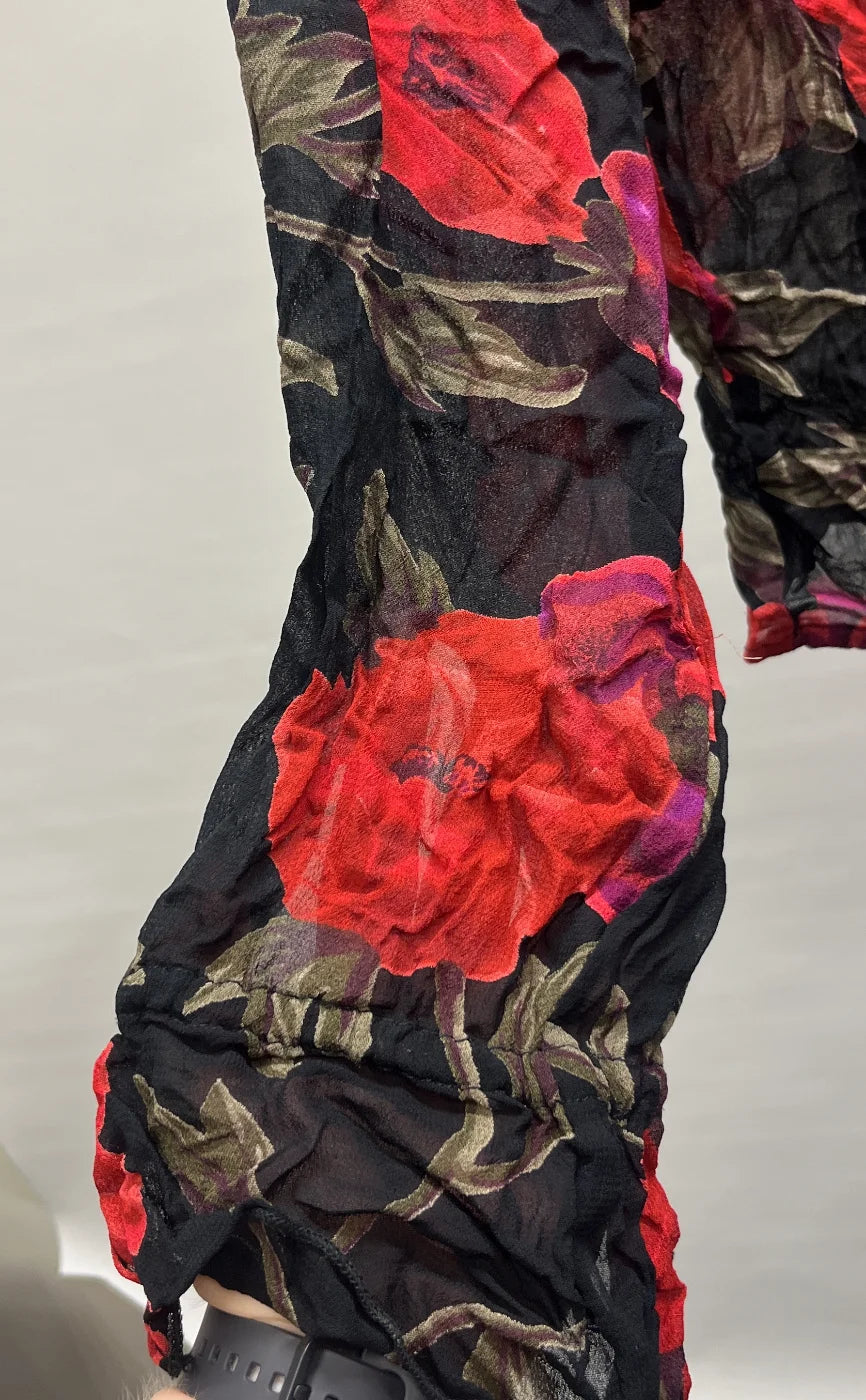 H&M blommig genomskinlig blus med knyt