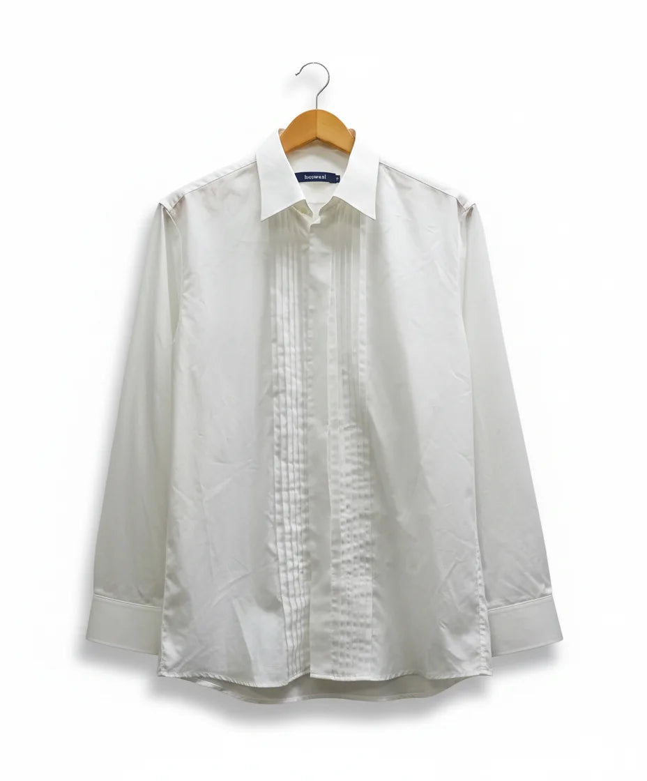 Bosweel vit blus med plisserad fram