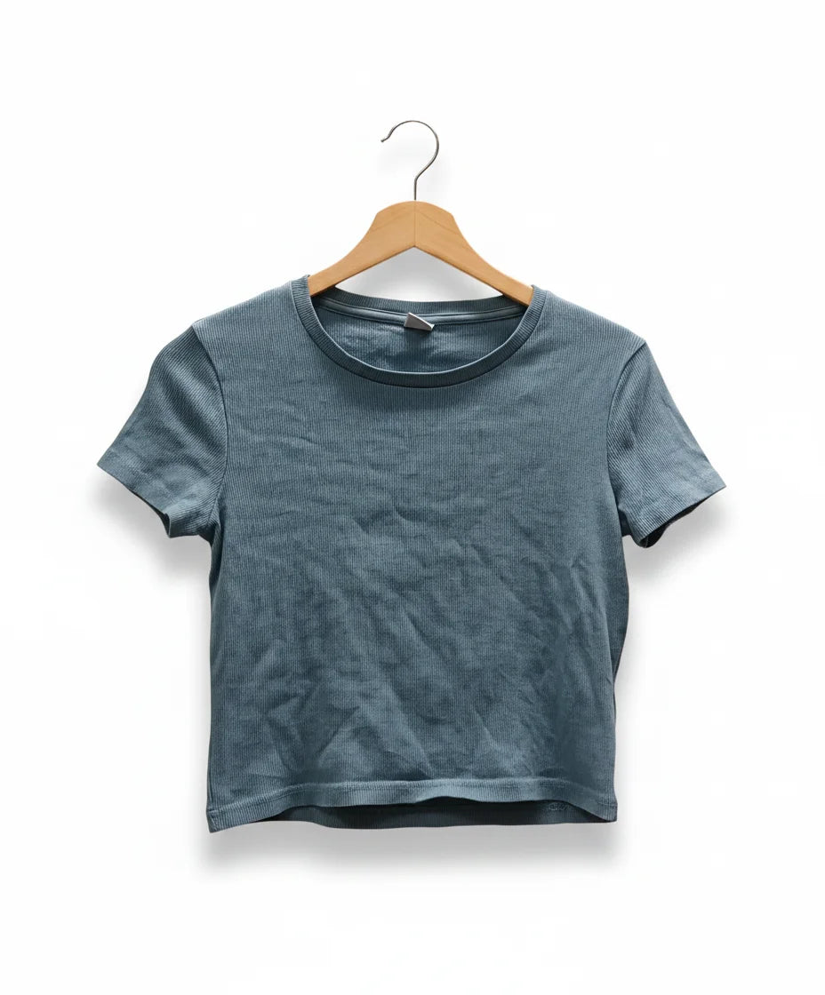 Lindex barn ribbad blå kortärmad t-shirt