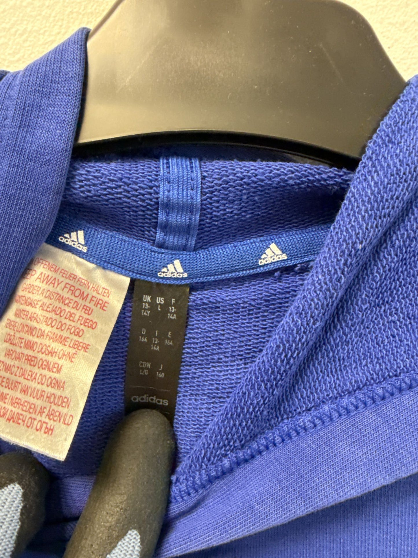 Adidas blå hoodie för barn med logga