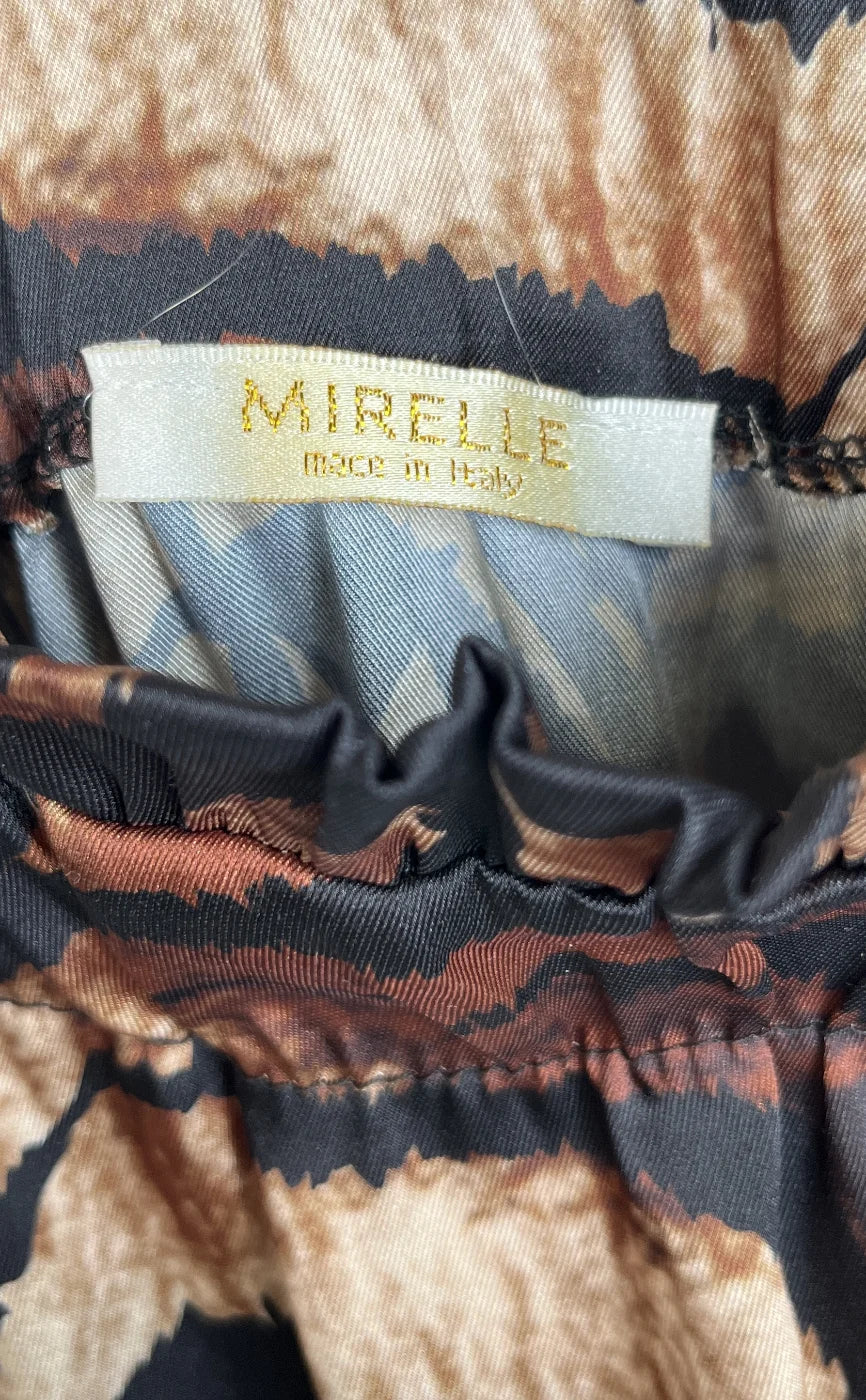Mirelle brun och svart djurmönstrad midikjol