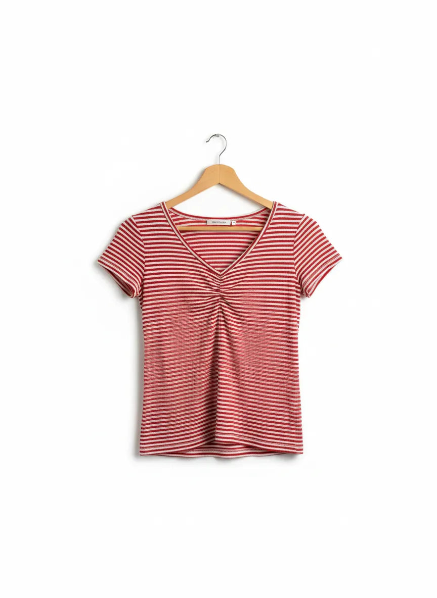 H&M randig t-shirt i rött och vitt