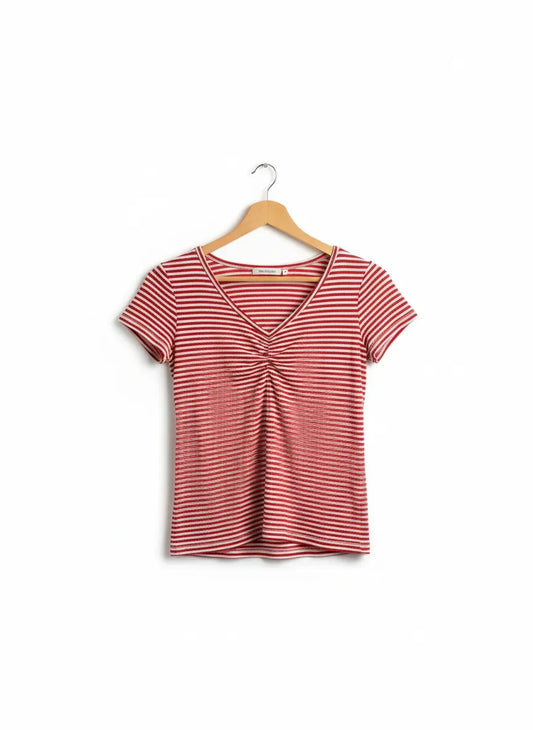 H&M randig t-shirt i rött och vitt