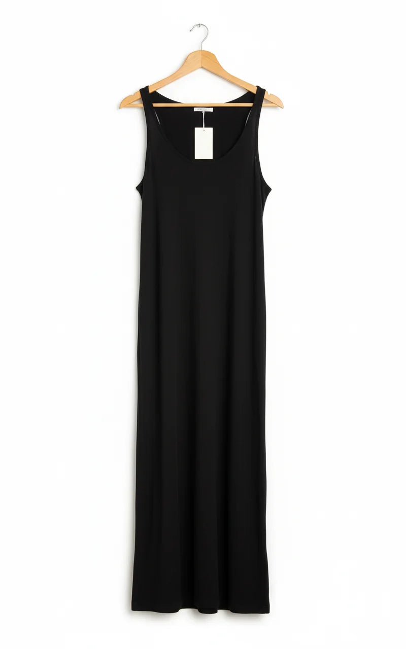 H&M Basic svart ärmlös maxiklänning
