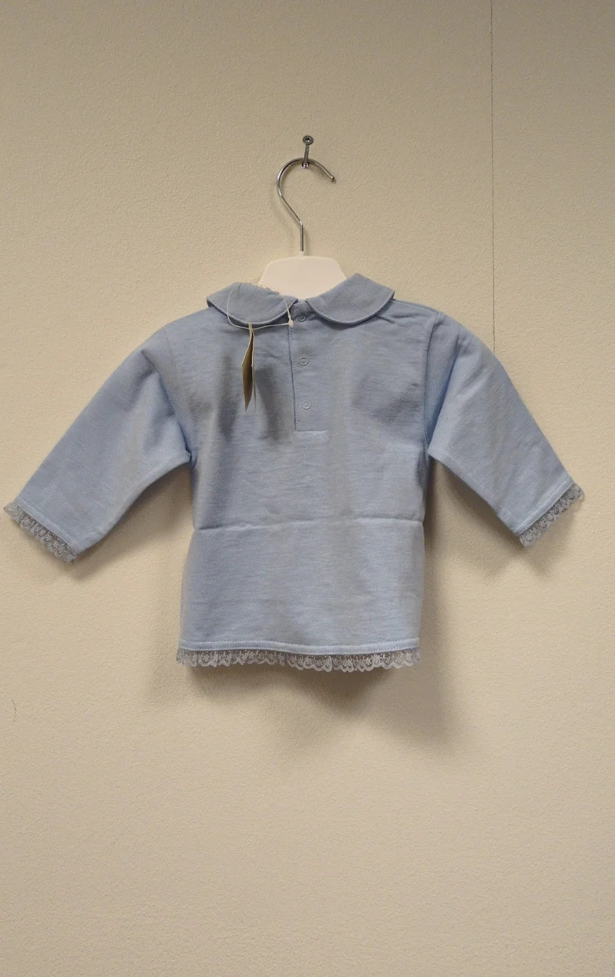 Fixoni babyblå broderad tröja