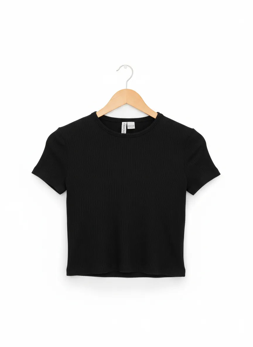 H&M Divided ribbad svart kort topp