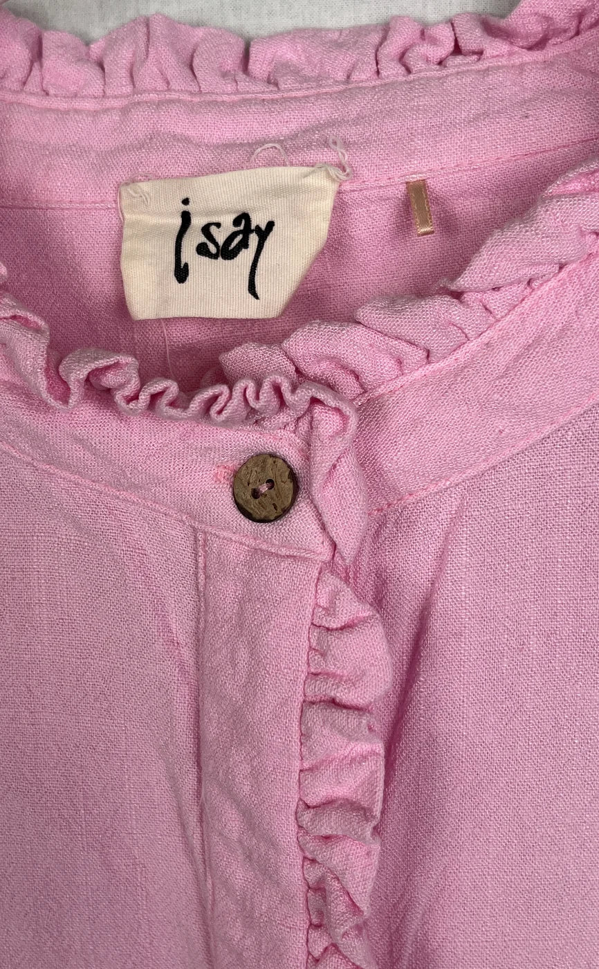Isay rosa skjorta med volangkrage