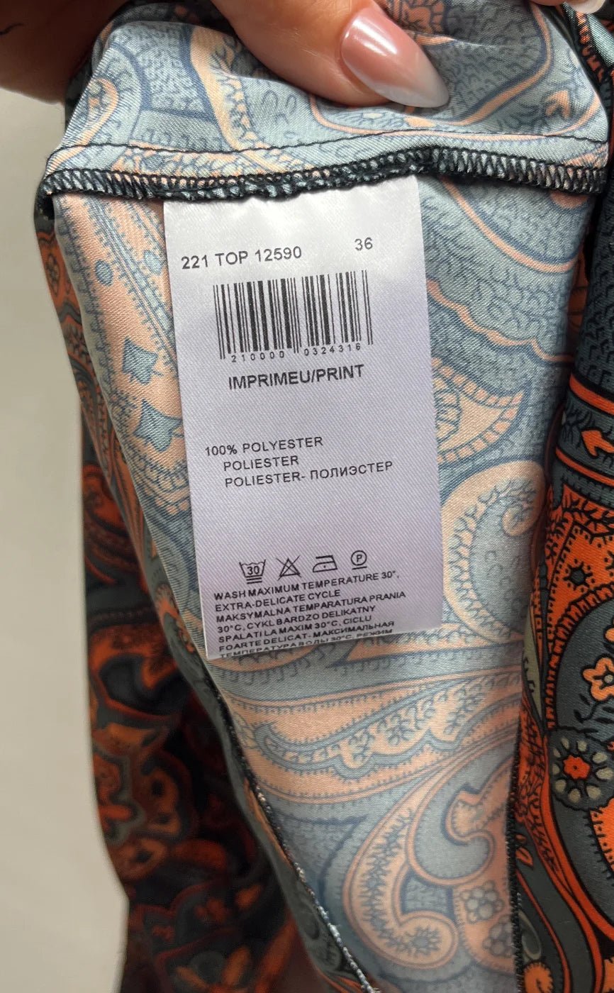 NISSA paisley mönstrad satinblus