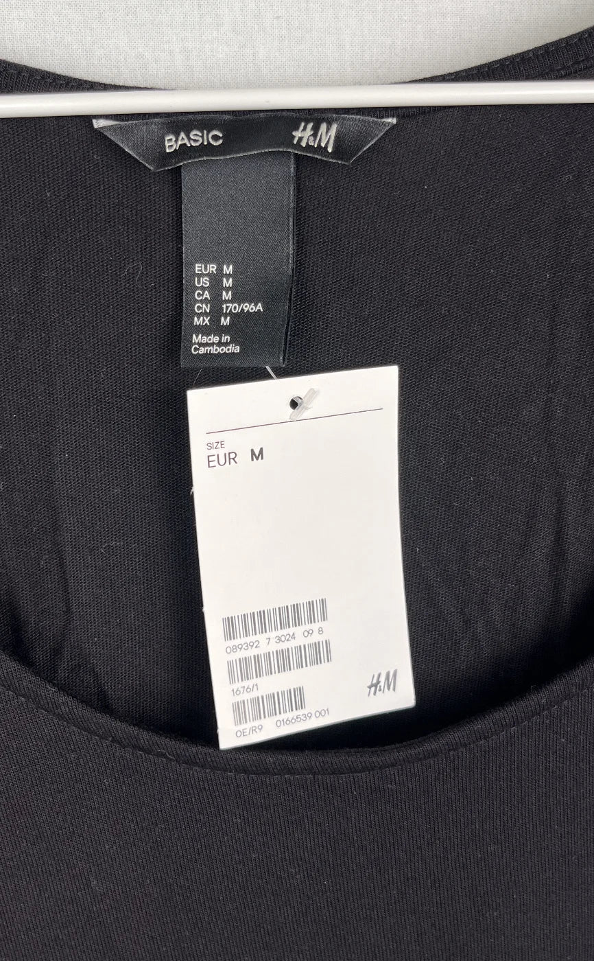 H&M Basic svart ärmlös maxiklänning