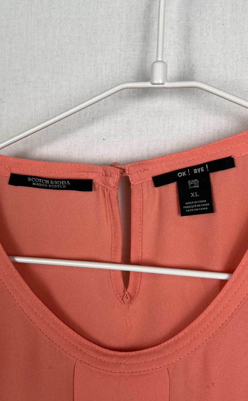 Scotch & Soda korallfärgad blus med långa ärmar