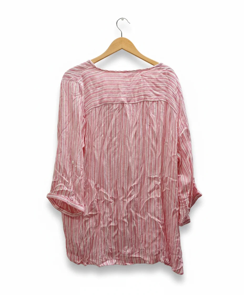 Isolde randig blus i rosa och vitt XXL