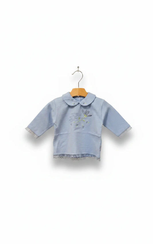 Fixoni babyblå broderad tröja