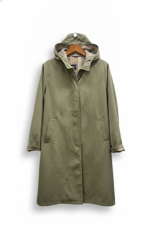 Burberry olivgrön huva kappa