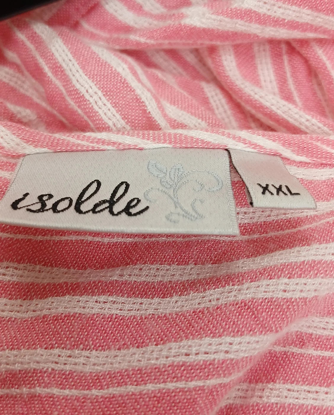 Isolde randig blus i rosa och vitt XXL