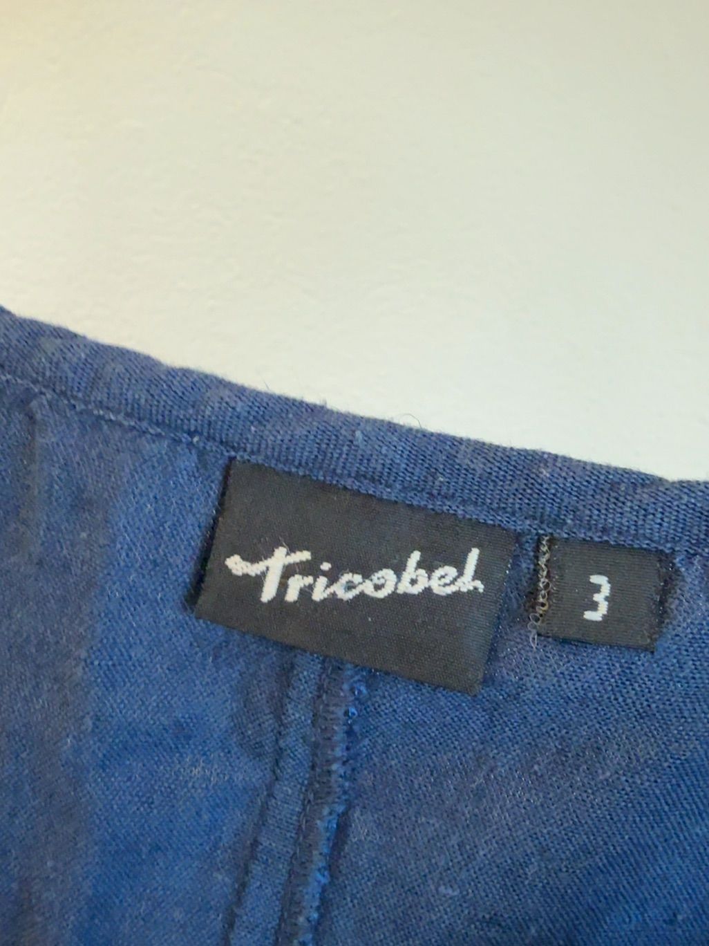 Tricobel marinblå solklänning med midjesnörning