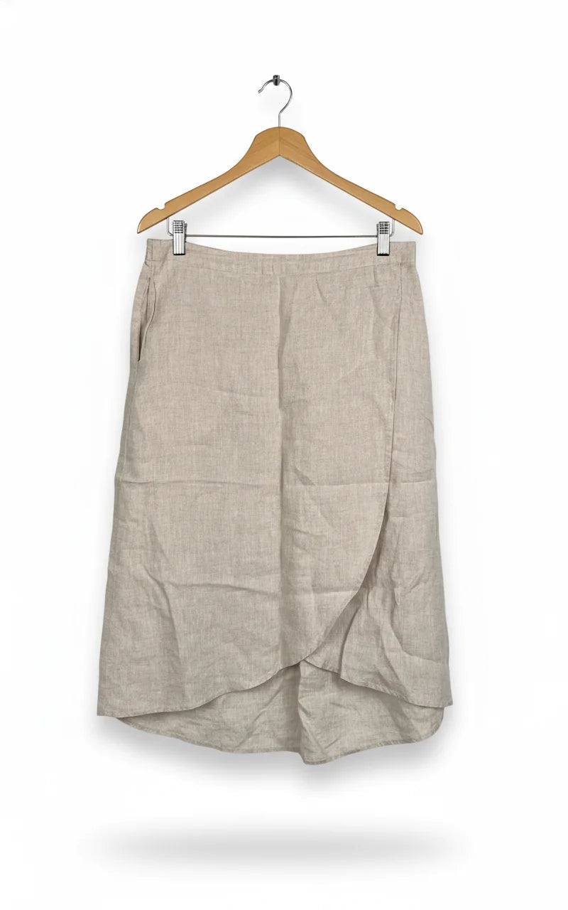 Sunday beige linne omlott midikjol