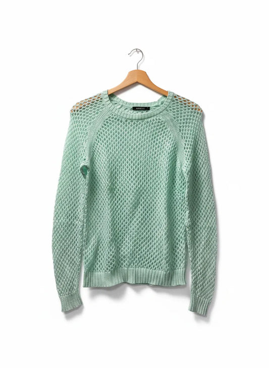 Gina Tricot öppenstickad tröja i salviagrönt XS
