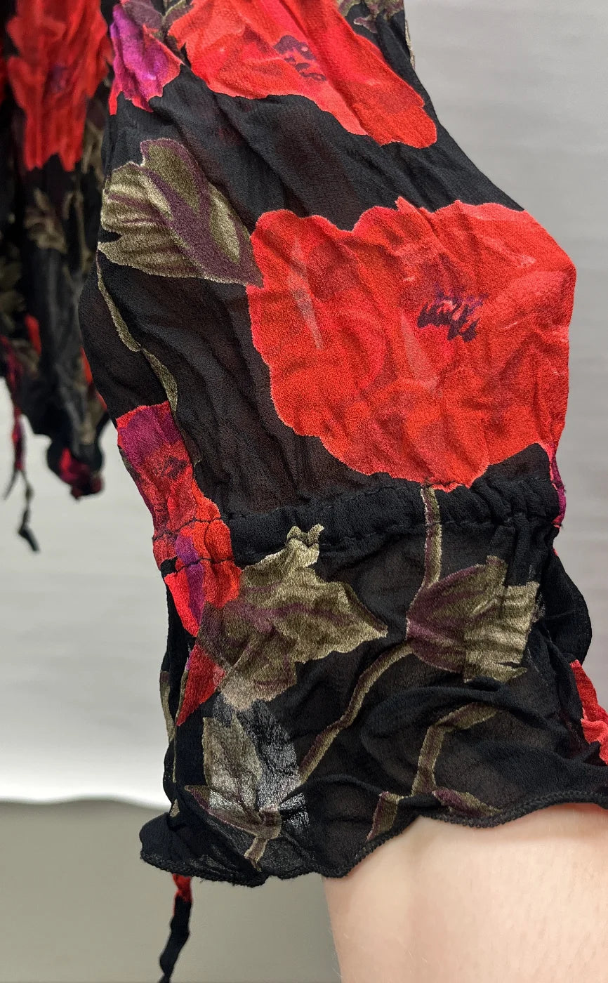 H&M blommig genomskinlig blus med knyt