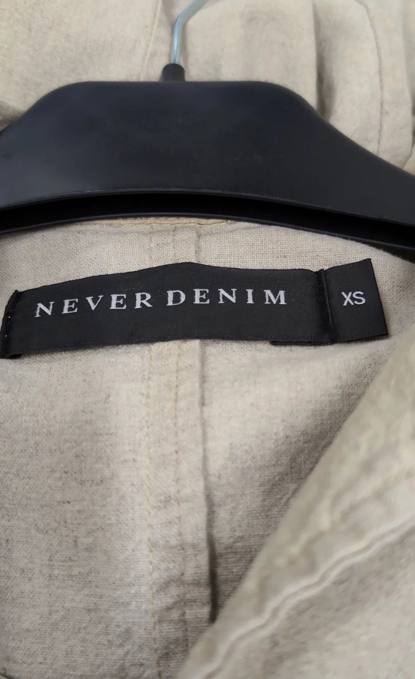 Never Denim beige kappa i linneblandning