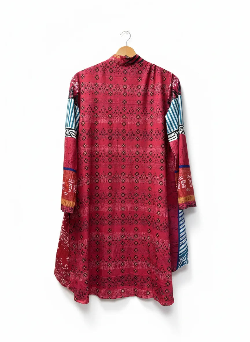 Mönstrad cardigan med öppen fram