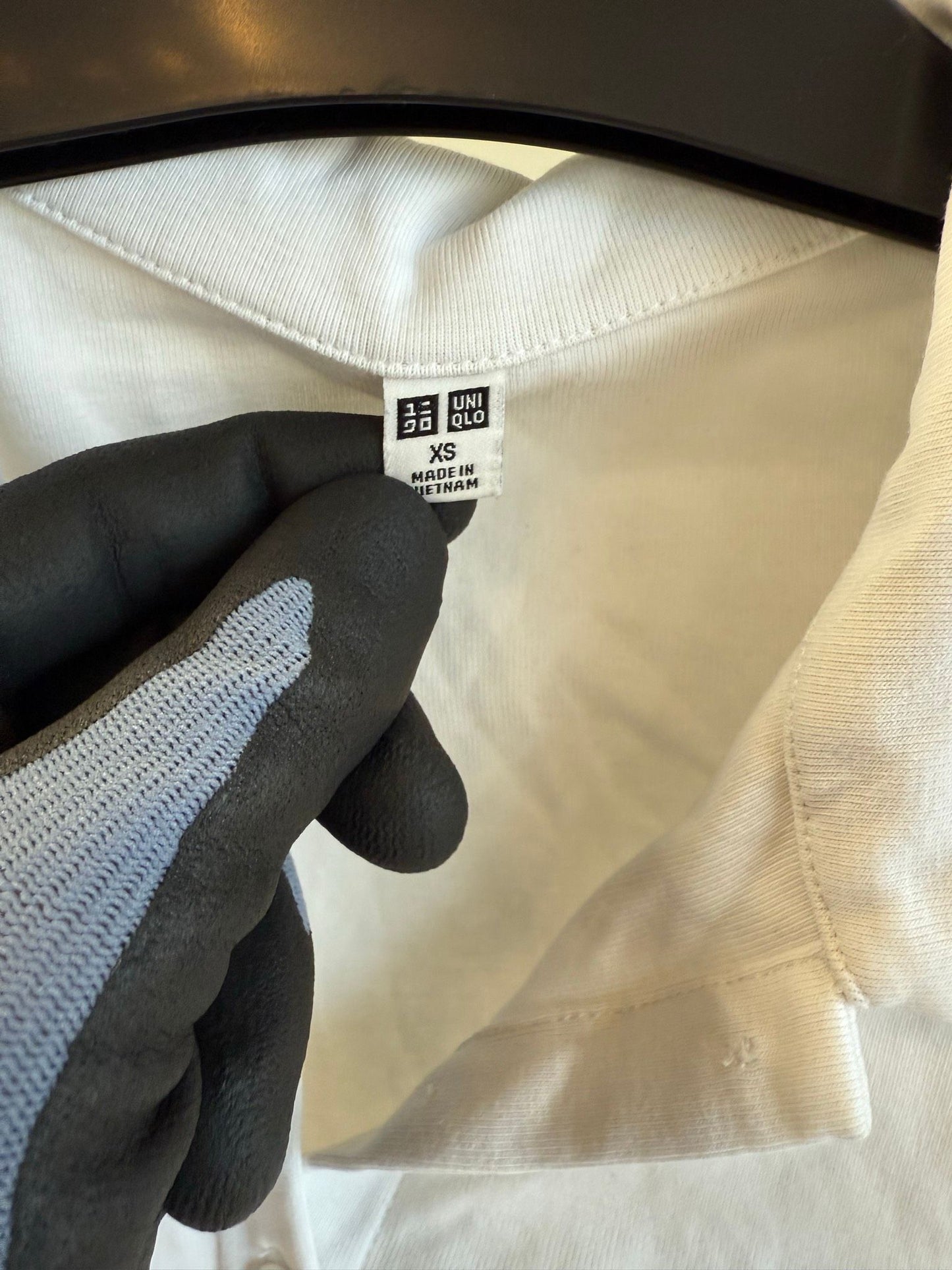 Uniqlo vit kort pikétröja XS