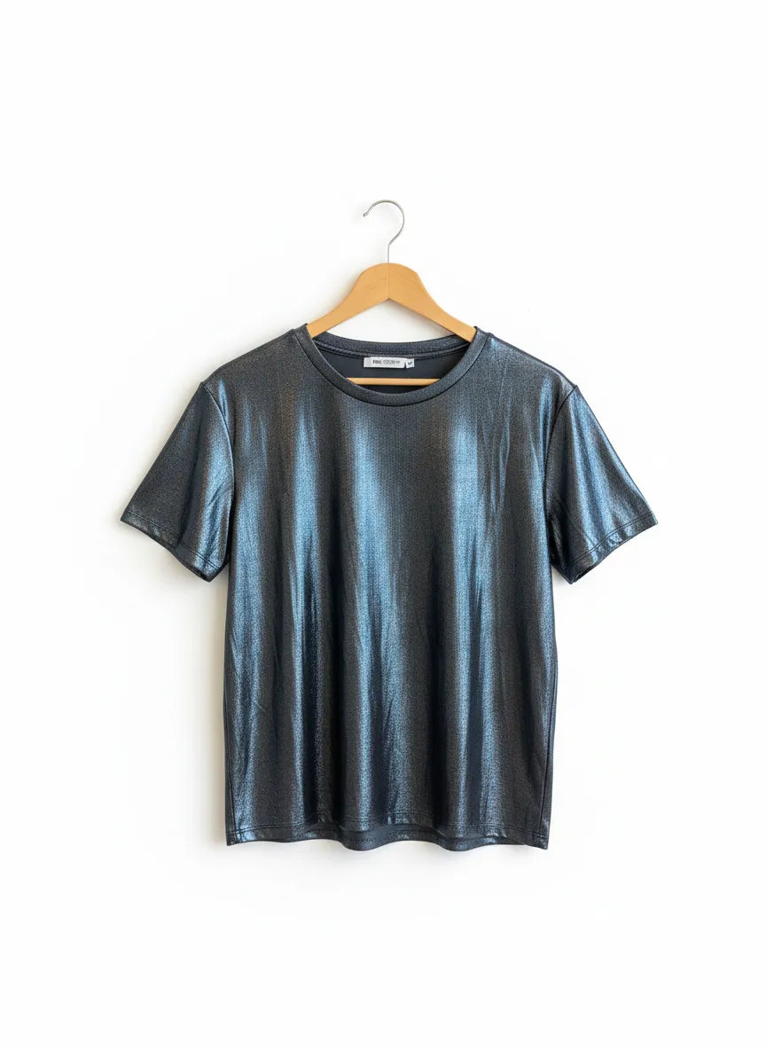 H&M Divided metallic t-shirt med kort ärm