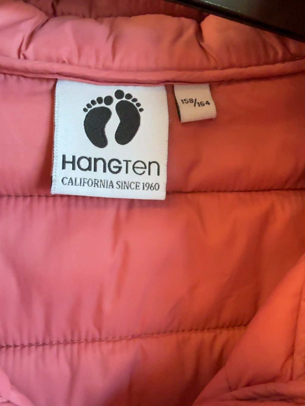 Hangten barn korallfärgad vadderad jacka med huva