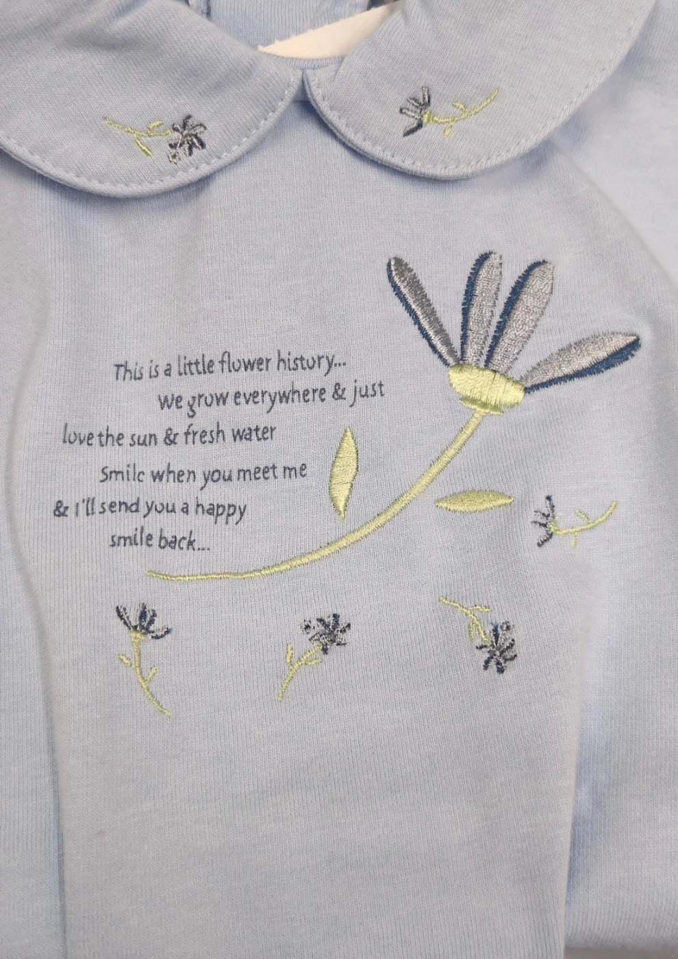 Fixoni babyblå broderad tröja