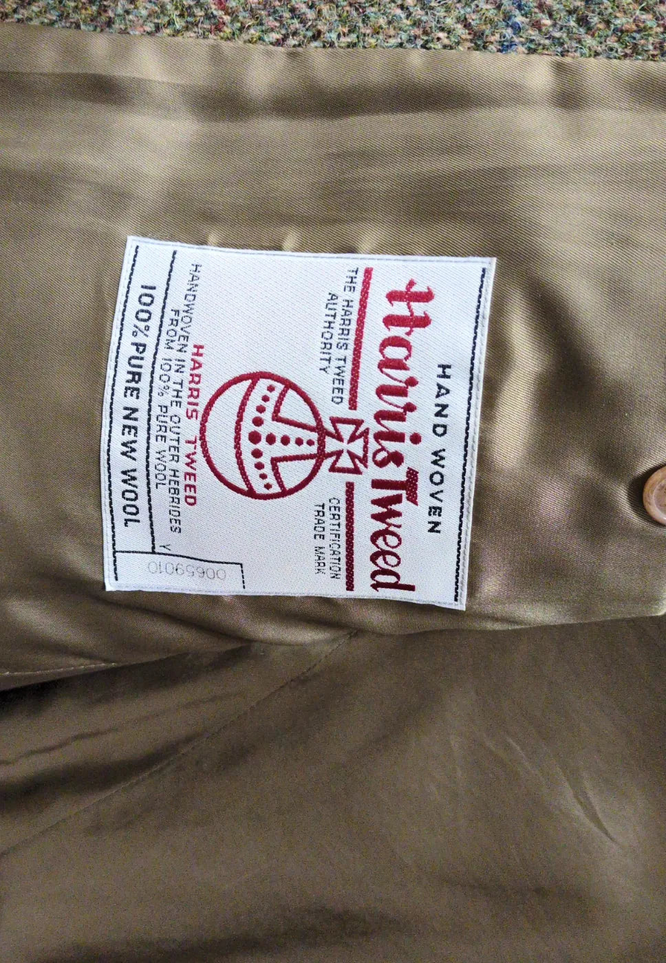 Harris Tweed brun fiskbensmönstrad ullkavaj