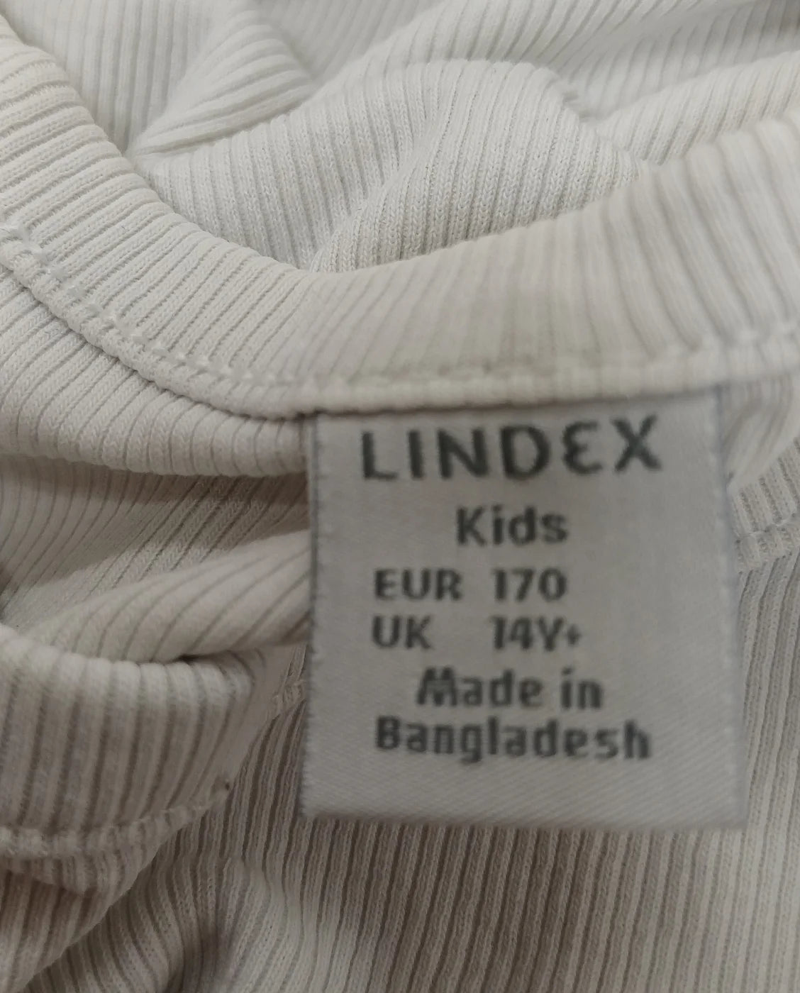 Lindex barn vit ribbad linne