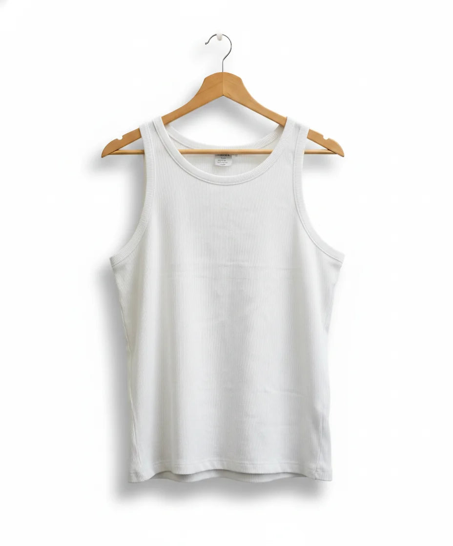 Lindex barn vit ribbad linne