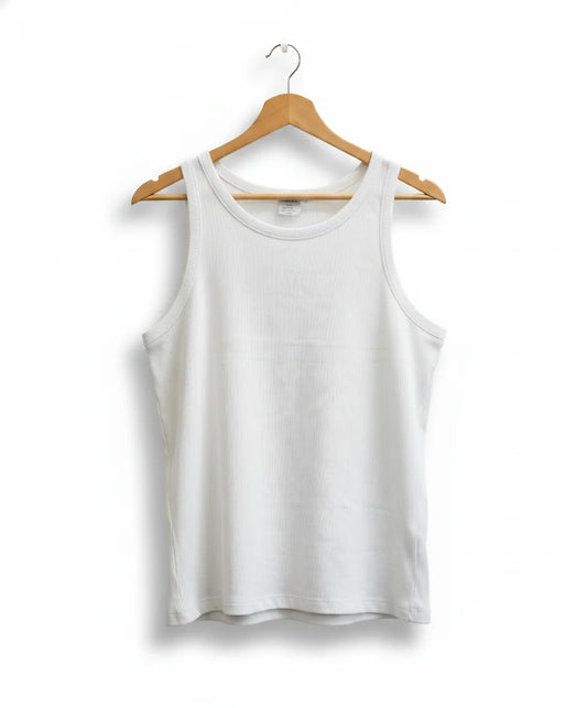 Lindex barn vit ribbad linne