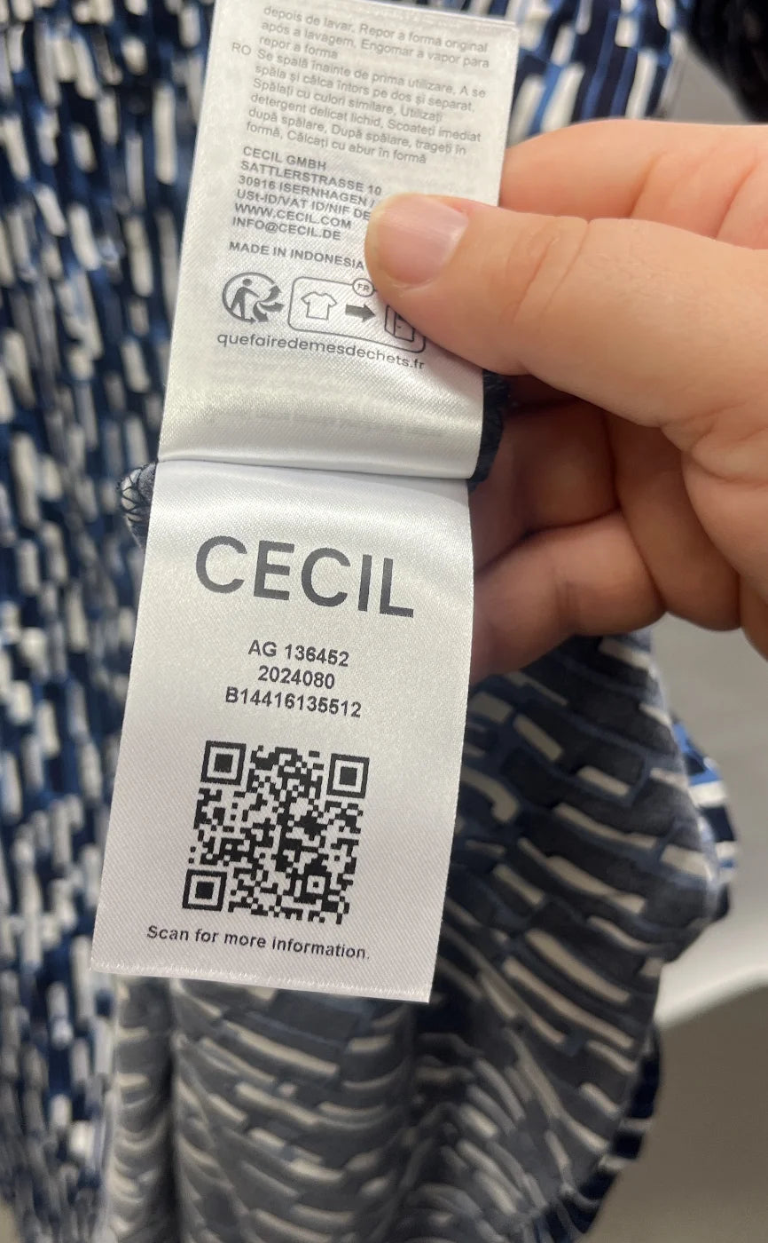 Cecil mönstrad skjortklänning i marinblått