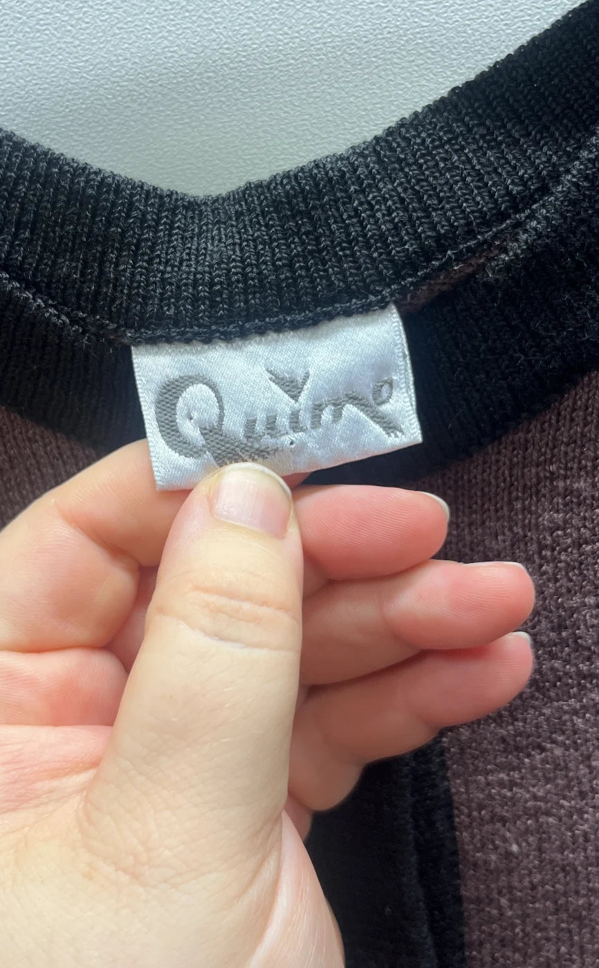 Quina brun färgblockad stickad kofta