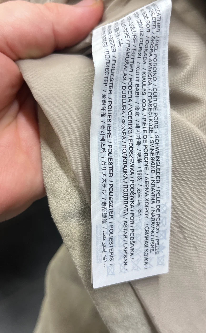MANGO beige äkta läder minikjol