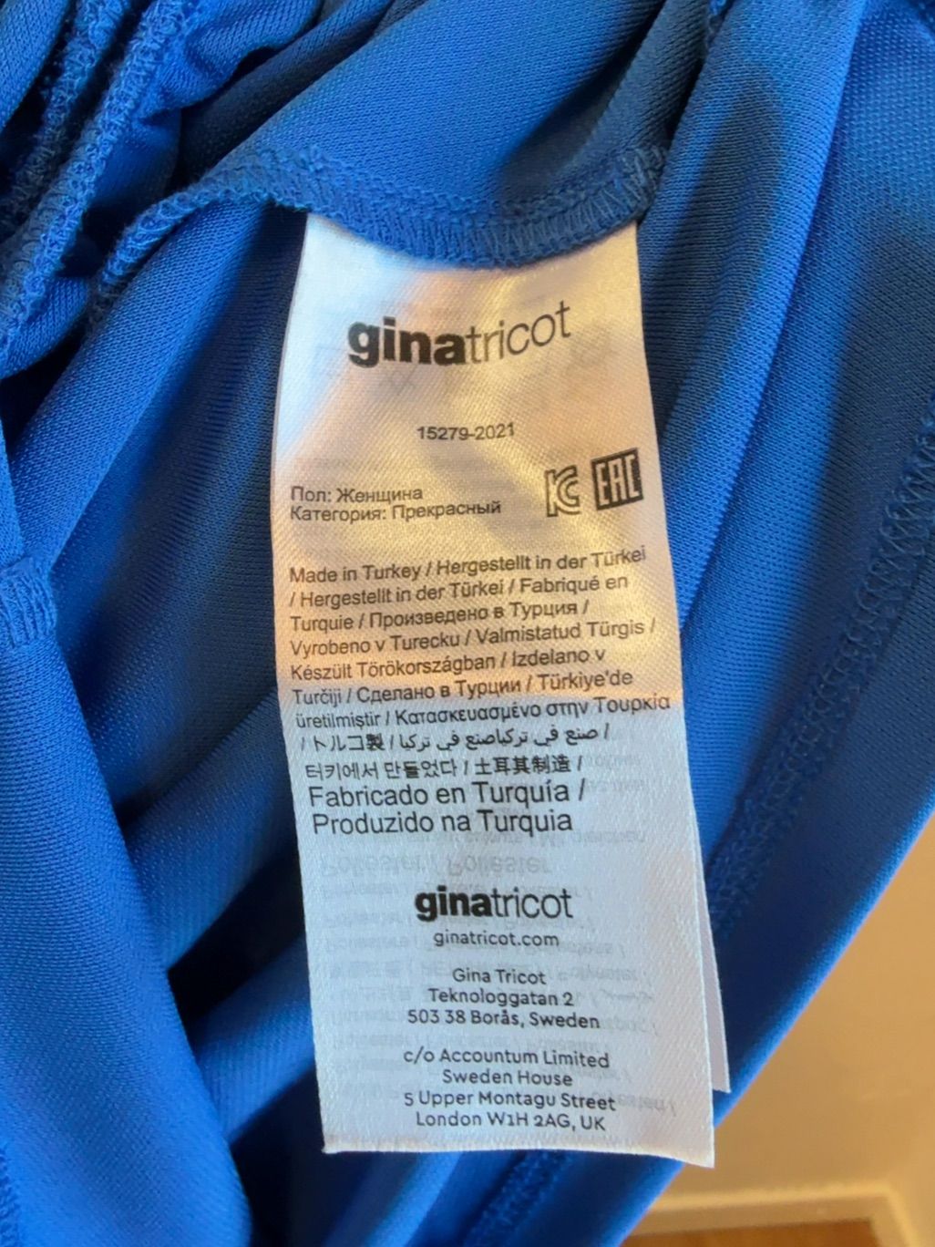 Gina Tricot blå rynkad långärmad topp
