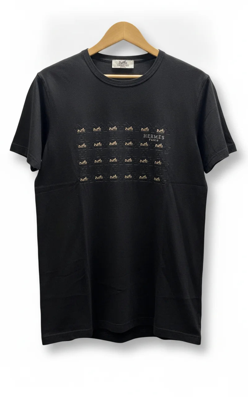 Hermès svart t-shirt med tryck