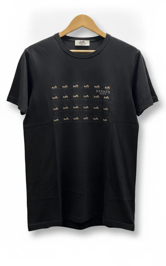 Hermès svart t-shirt med tryck