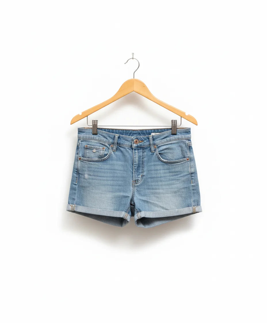 Slimmade ljusblå jeansshorts