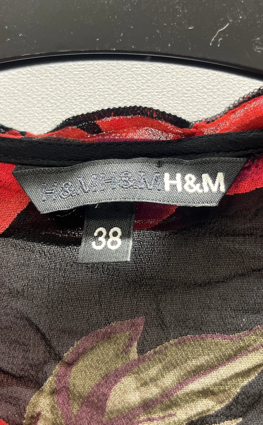 H&M blommig genomskinlig blus med knyt